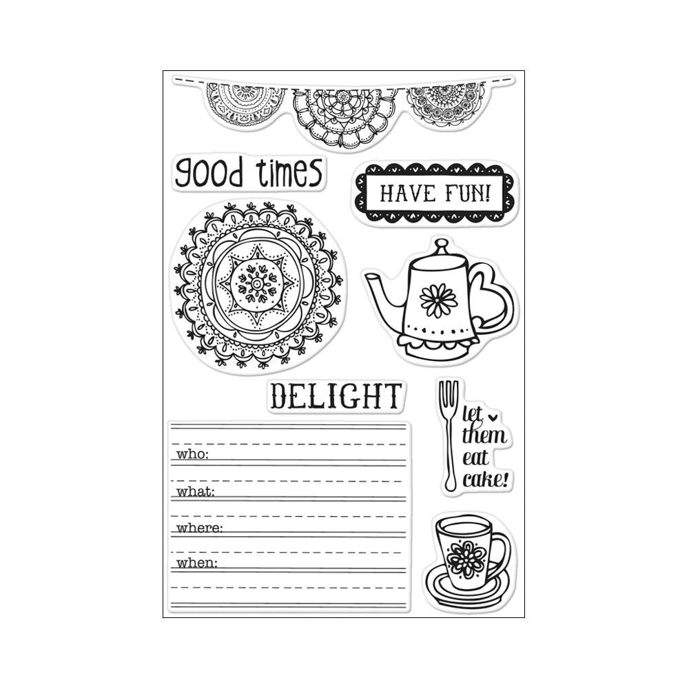 Hero Arts Basic Grey LET THEM EAT CAKE Cling Stamps 9pc - Scrapbooksrus