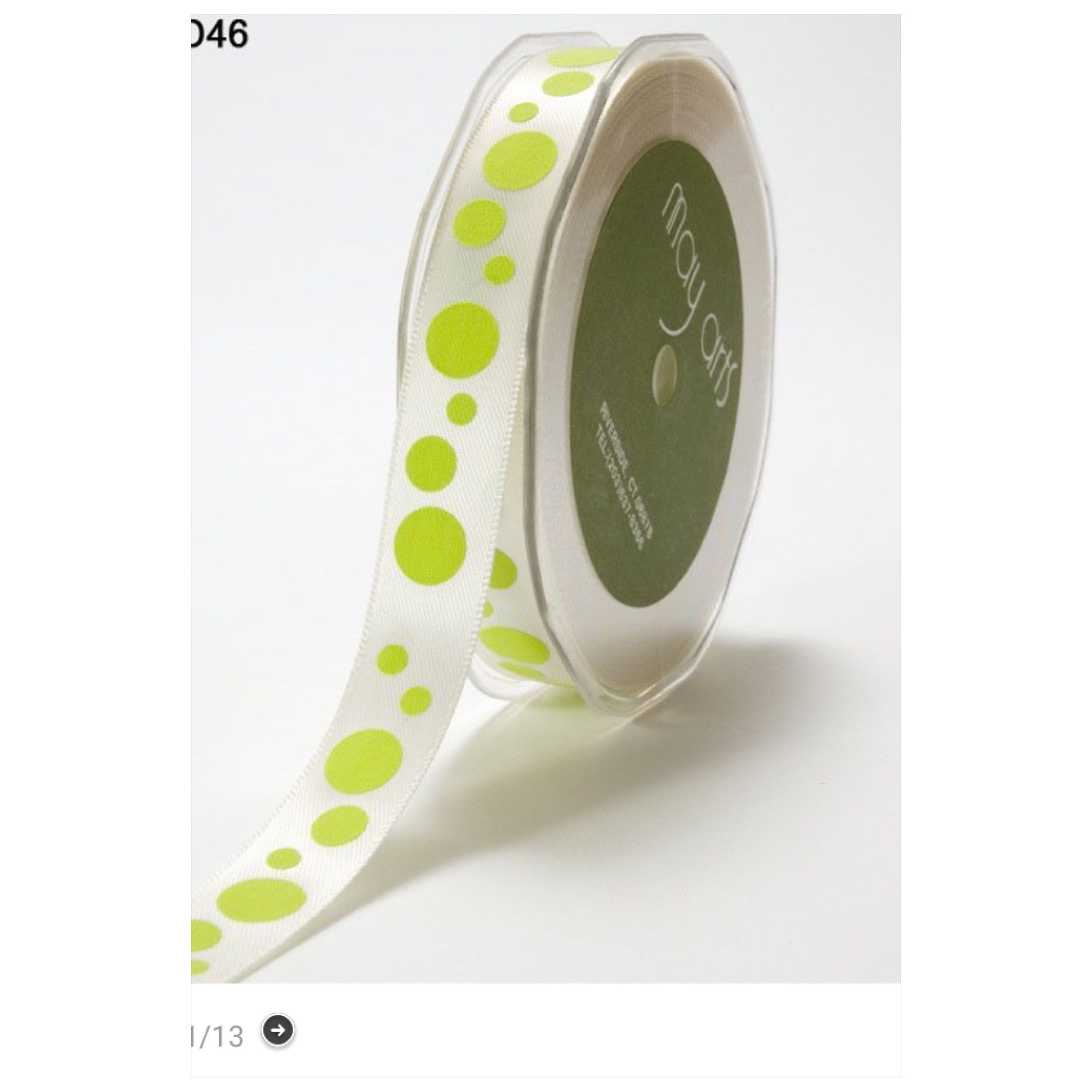 May Arts 5/8" SATIN BUBBLE DOT Ribbon 1 yard