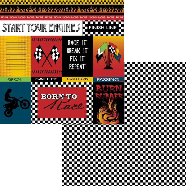 Racing Moxxie RACING 1 Scrapbook Sports Sheet 12"X12" - Scrapbook Kyandyland