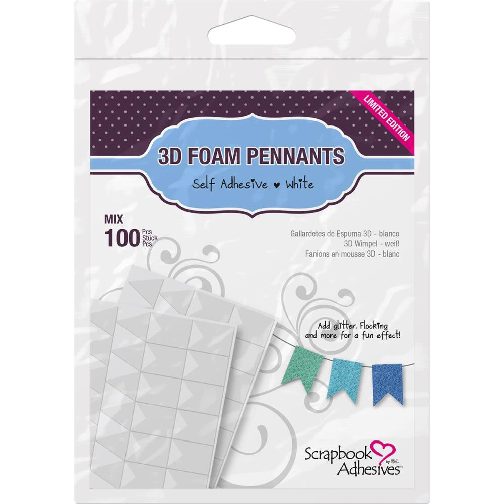 Scrapbook Adhesives 3D FOAM PENNANTS White Banner