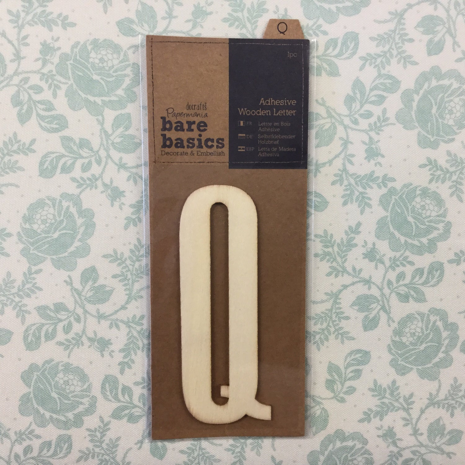 Scrapbooksrus Papermania Bare Basics Wooden Adhesive LETTER Q Wood Scrapbooksrus