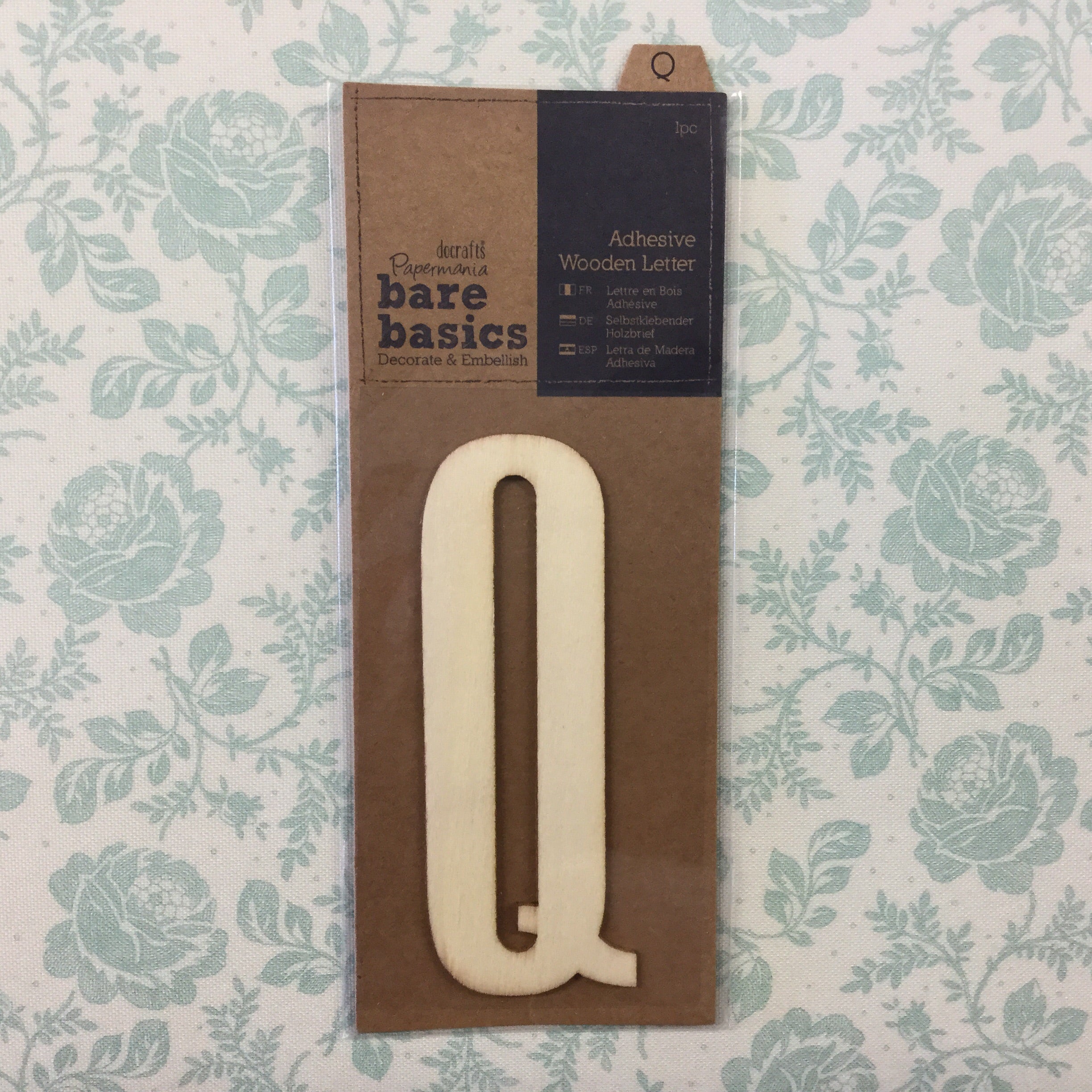 Scrapbooksrus Papermania Bare Basics Wooden Adhesive LETTER Q Wood Scrapbooksrus
