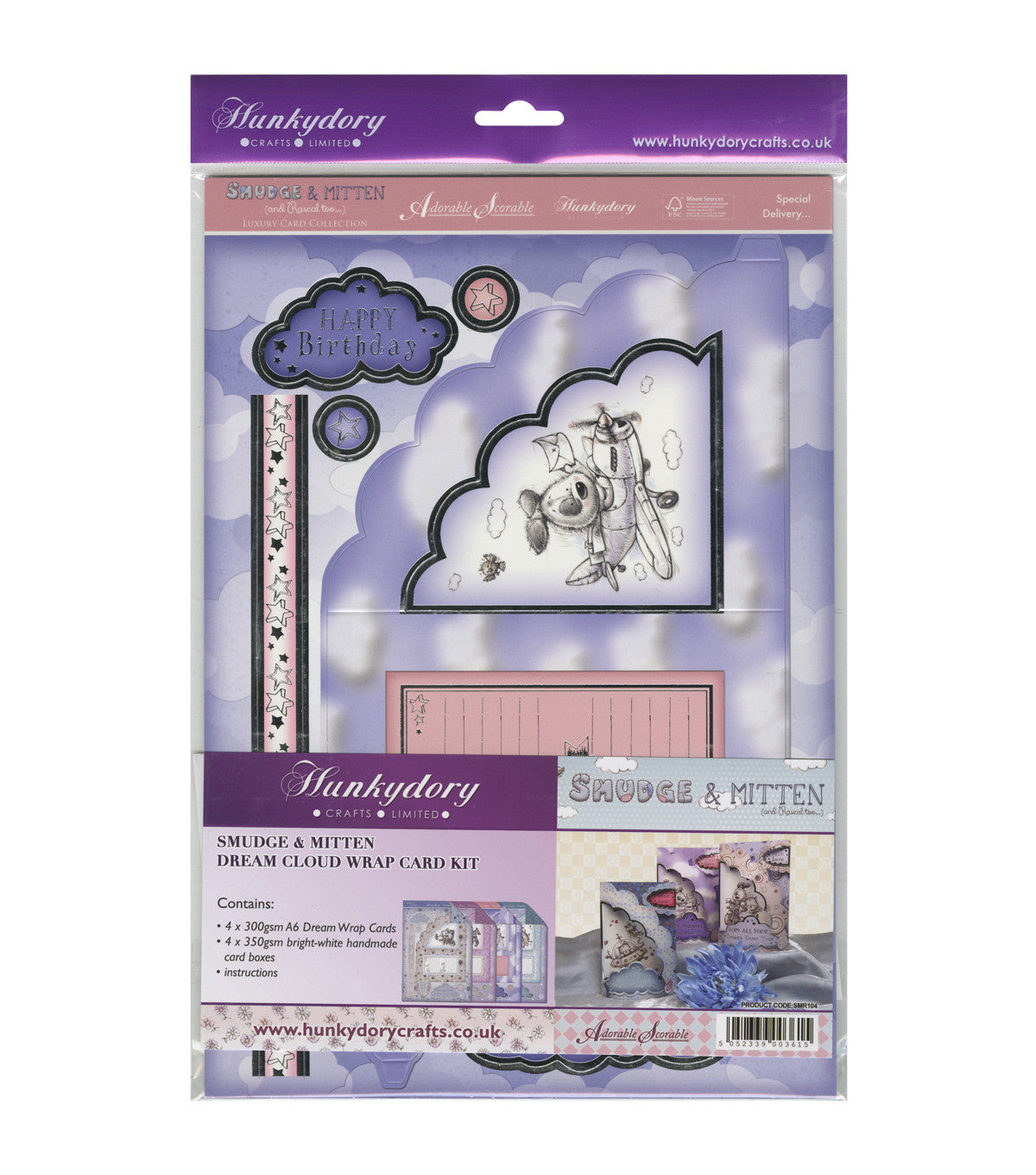 Hunkydory SMUDGE & MITTEN Dream Cloud Card Kit 8 pc - Scrapbook Kyandyland