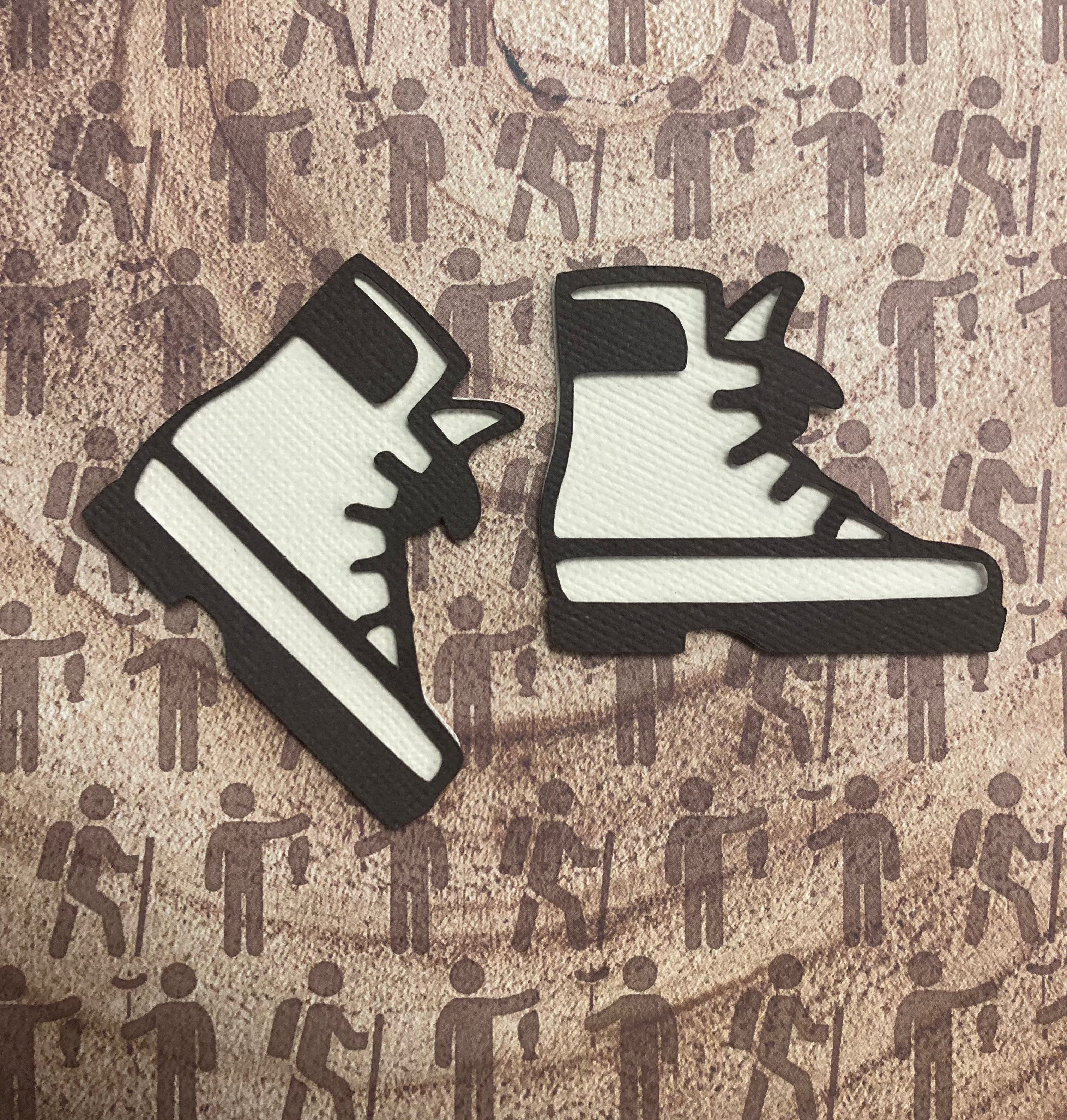 Scrapbooksrus Diecut HIKING BOOTS 2pc Camping Trail Die Cut Embellishment