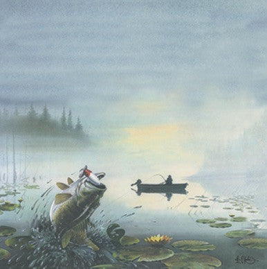 Papers Best LK01 BASS AT DAYBREAK Fishing Sheet 12"x12" - Scrapbook Kyandyland