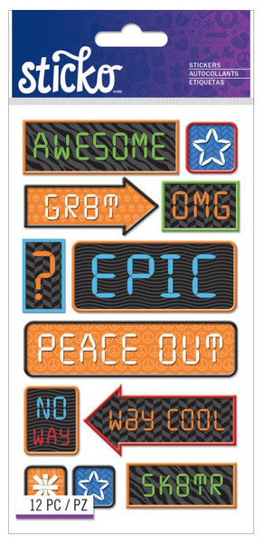 Sticko BOYS ICON & WORDS Get Inspired Stickers 12pc