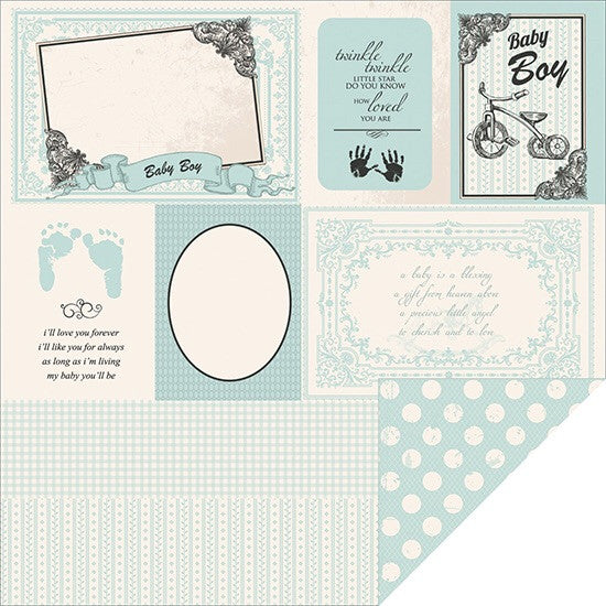 Kaisercraft Pitter Patter LITTLE FEET Scrapbook Baby Paper 12"x12"