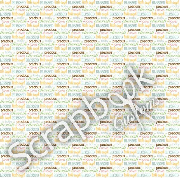 BABY BLESSING WORDS 12"X12" Scrapbook Customs Paper - Scrapbook Kyandyland