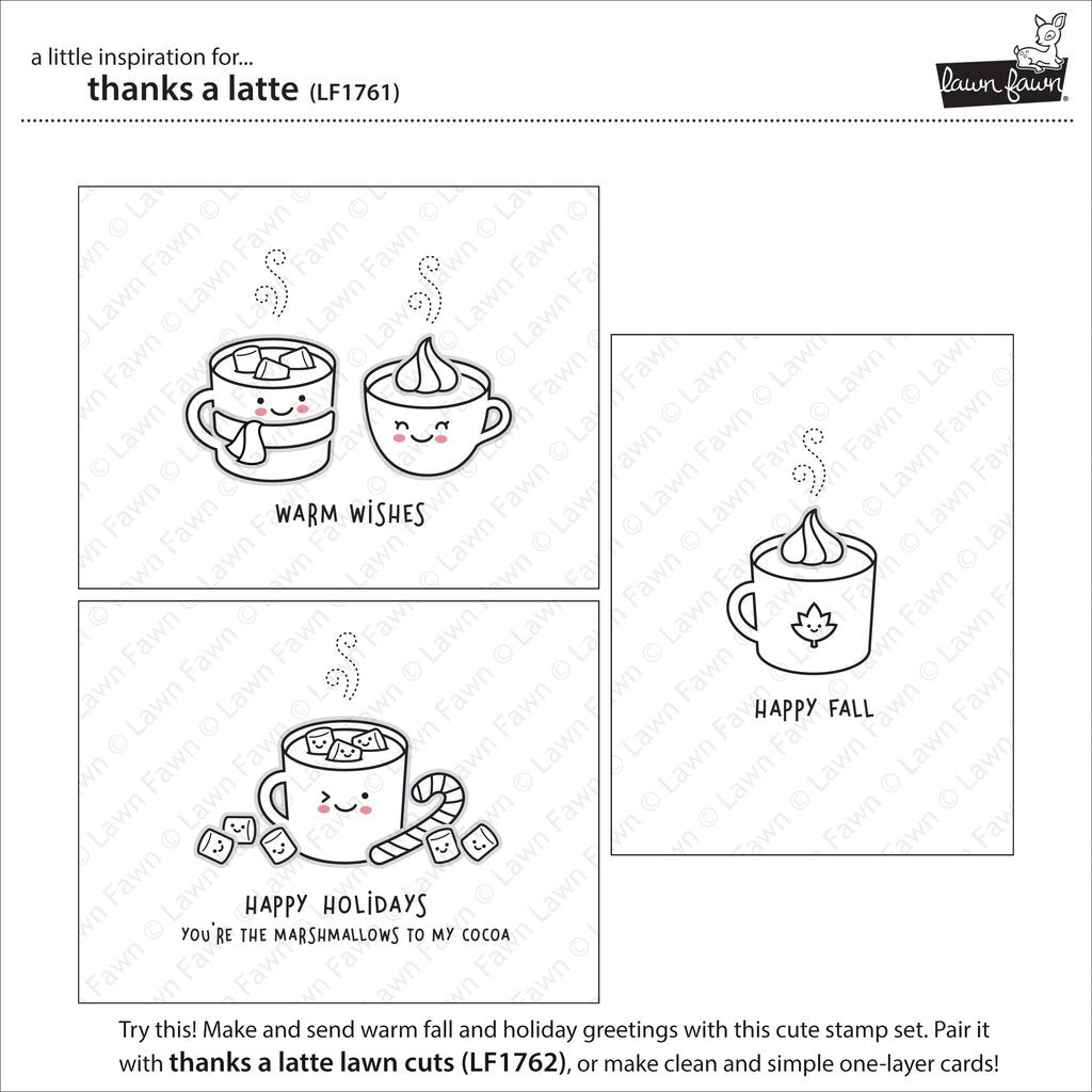 Lawn Fawn THANKS A LATTE Clear Stamps Coffee Sample @scrapbooksrus