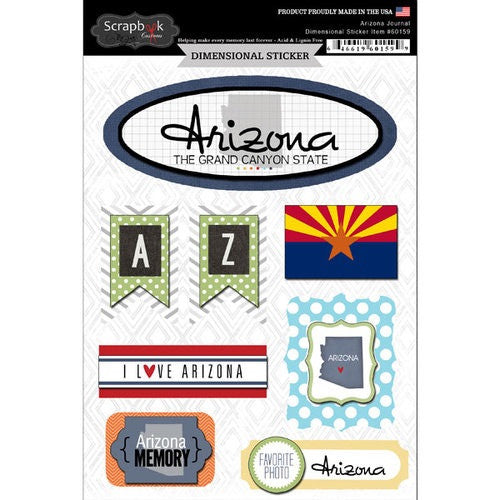 ARIZONA Travel 6"x 9" 3D Dimensional Stickers 8pc - Scrapbook Kyandyland