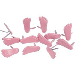Eyelet Outlet PINK FEET Brads 12pc - Scrapbook Kyandyland