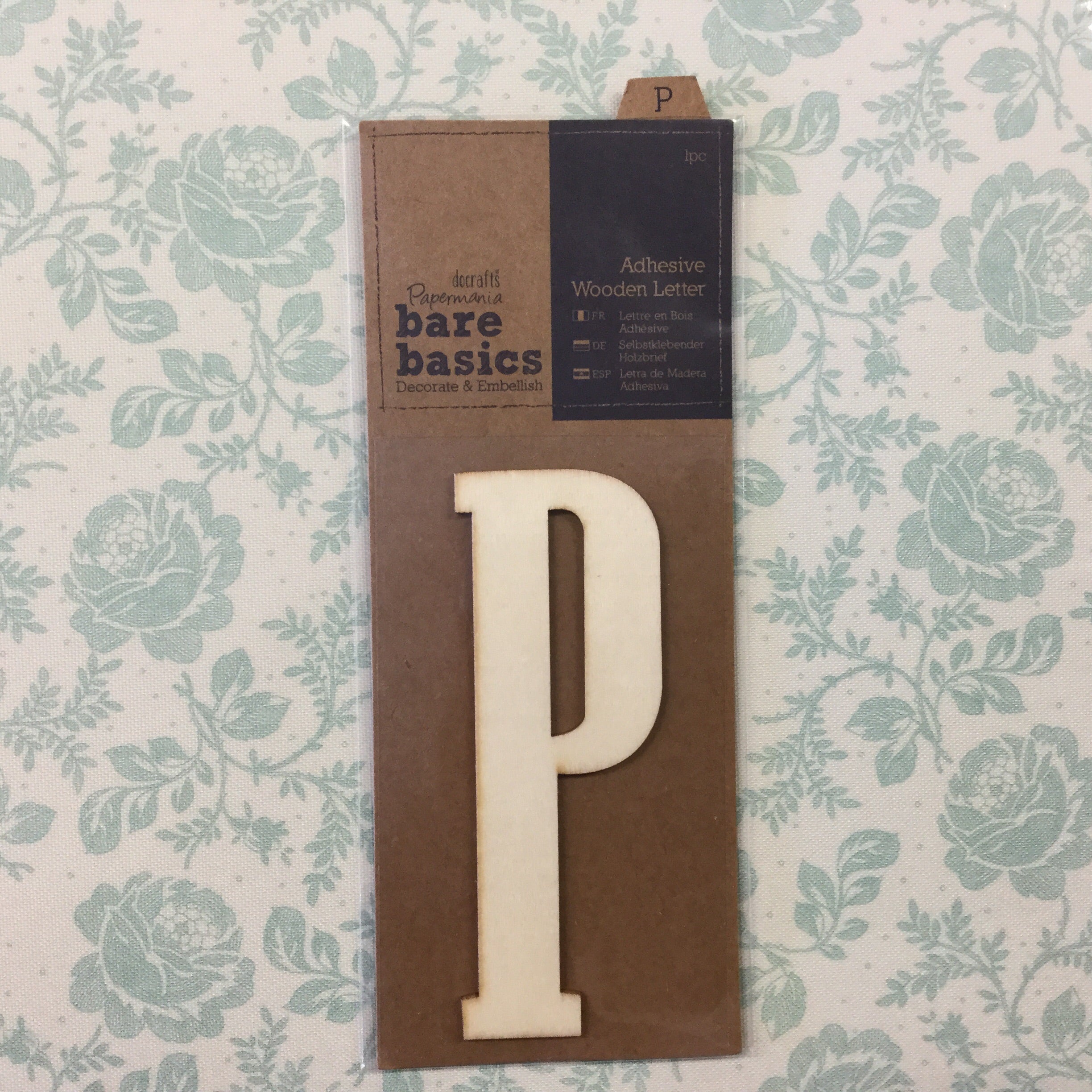 Scrapbooksrus Papermania Bare Basics Wooden Adhesive LETTER P Wood Scrapbooksrus