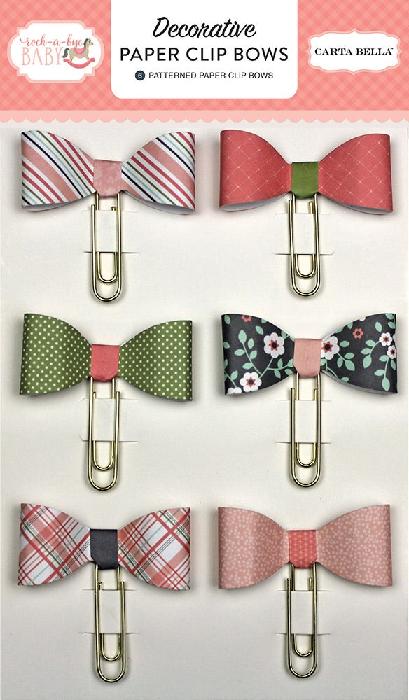 Carta Bella Rock A Bye Baby Girl Patterned Paper BOWS 6pc Scrapbooksrus
