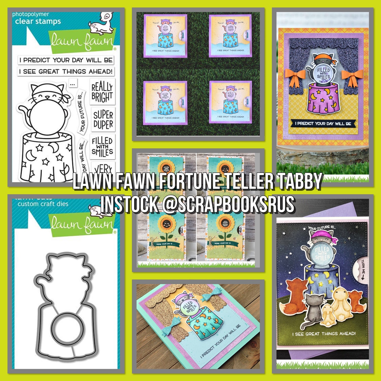 Lawn Fawn FORTUNE TELLER TABBY Clear Stamps 4"X3"