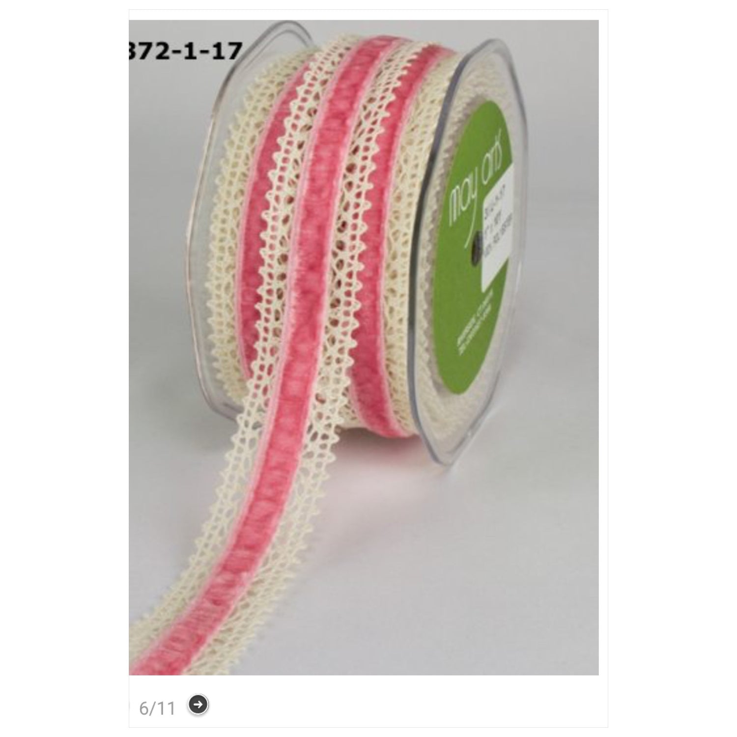 May Arts 1" Crochet Velvet Center Ribbon 1 yard