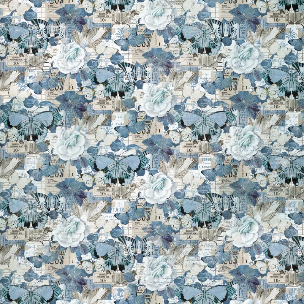 49 and Market Vintage Artistry Serenity FLUTTERING TRIO 12"X12" Scrapbook Paper