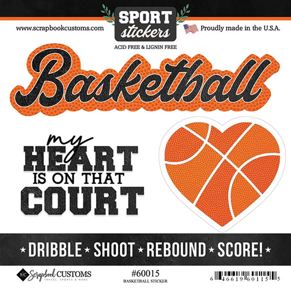 Scrapbook Customs BASKETBALL LOVE Sport Stickers