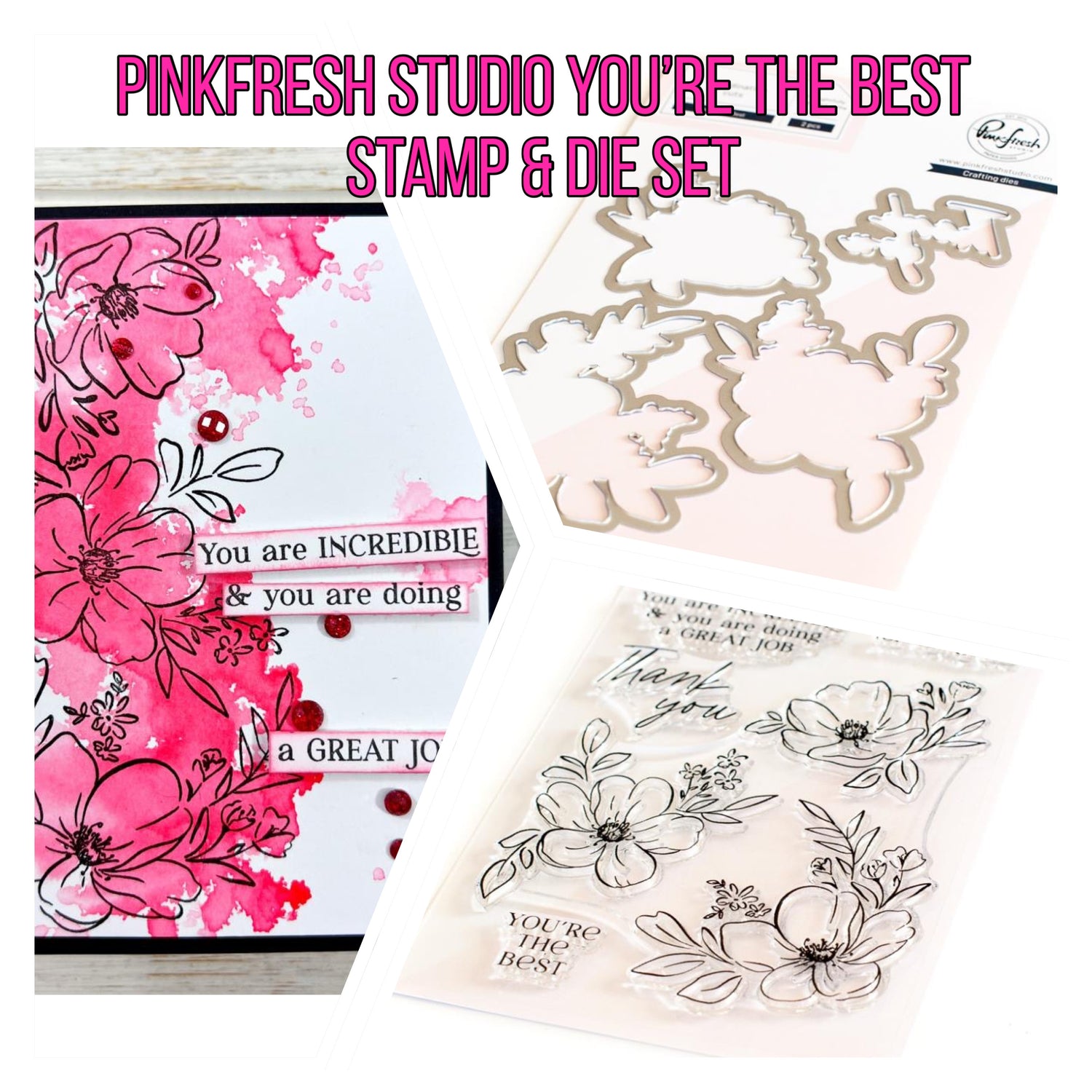 Pinkfresh Studio YOU’RE THE BEST Stamp &amp; Die Set 7pc