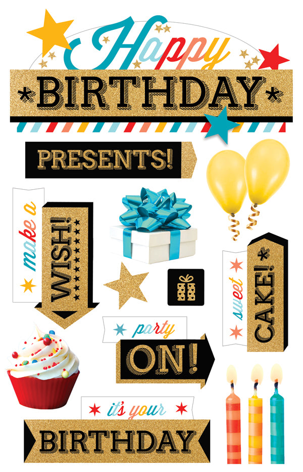Paper House HAPPY BIRTHDAY 3D Stickers 12pc