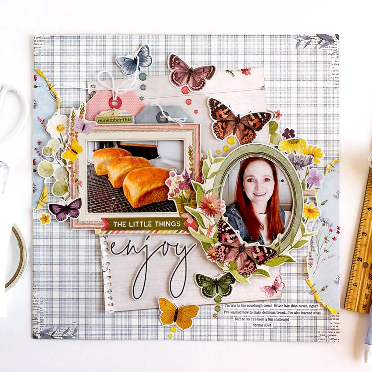 Simple Stories SIMPLE VINTAGE MEADOW FLOWERS Tag Elements 12”X12” Scrapbook Paper