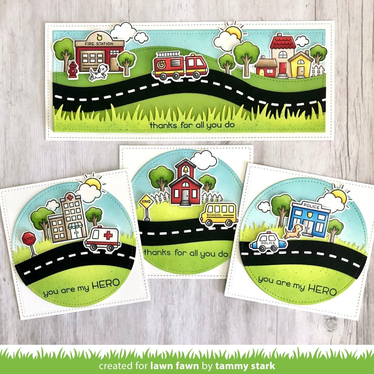 Lawn Fawn VILLAGE HEROES Stamp &amp; Die Set