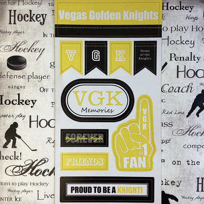 VEGAS GOLDEN KNIGHTS 6&quot;X12&quot; Fan Stickers Scrapbook Customs