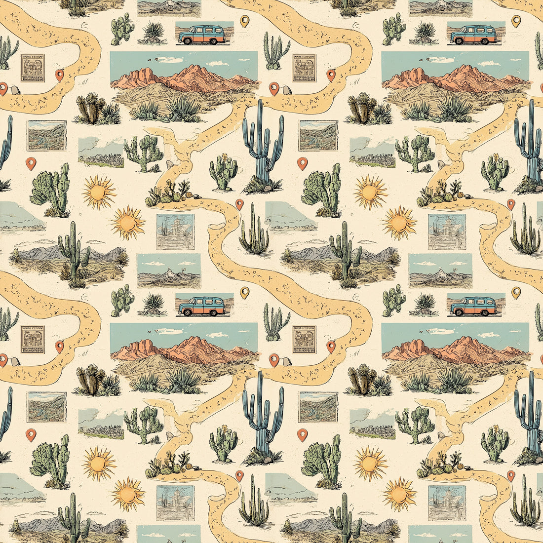 Scrapbooksrus VINTAGE ROAD TRIP 12pc 12"X12" Scrapbook Paper Pack