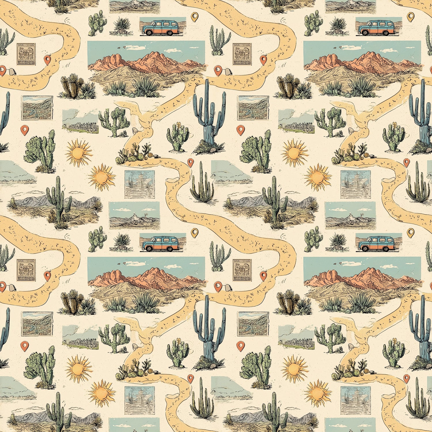 Scrapbooksrus VINTAGE ROAD TRIP 12pc 12"X12" Scrapbook Paper Pack