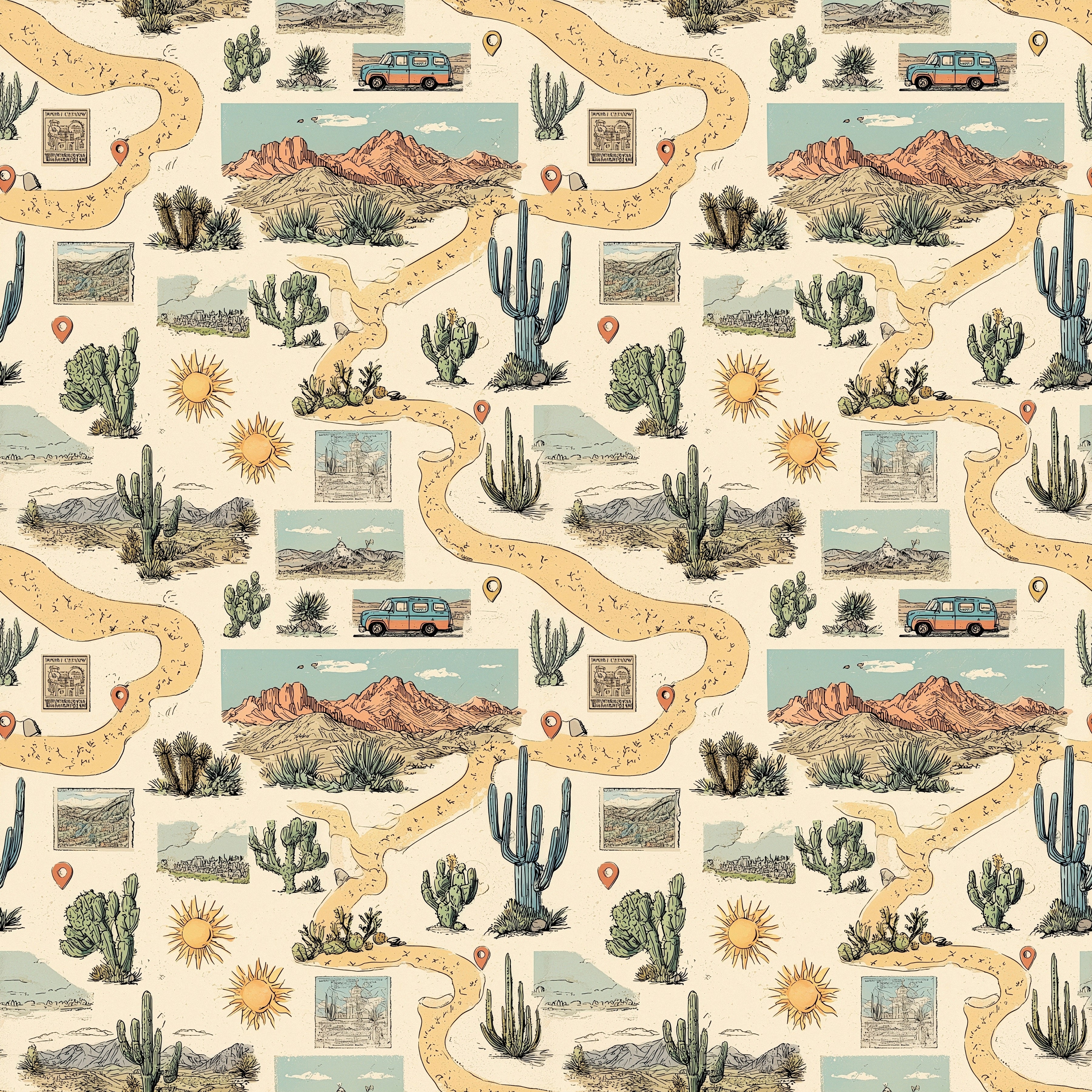 Scrapbooksrus VINTAGE ROAD TRIP 12pc 12"X12" Scrapbook Paper Pack