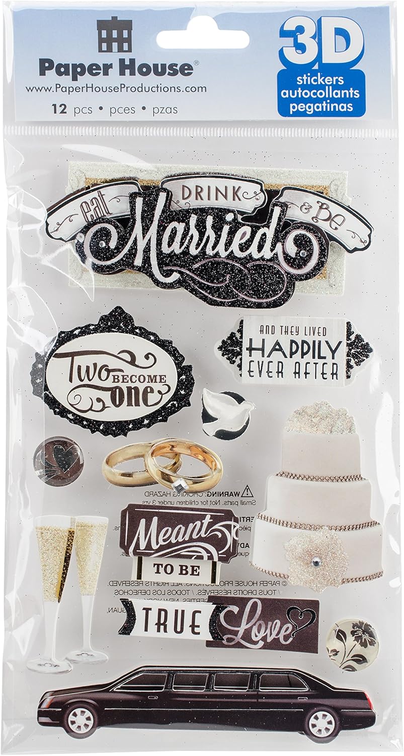 Paper House 3D EAT DRINK BE MARRIED Stickers 12pc