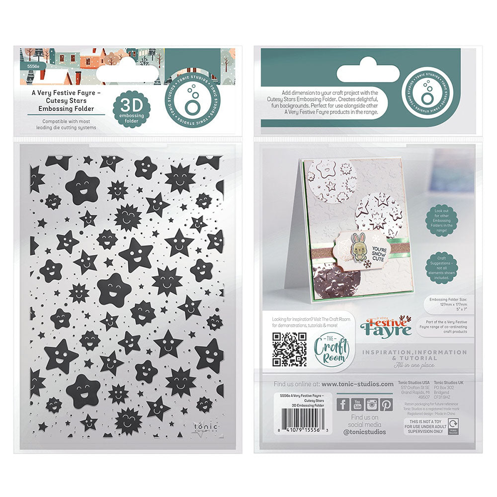 Tonic Studios A Very Festive Fayer CUTESY STARS Embossing Folder