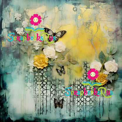 Scrapbooksrus FLORALS ON THE FRINGE PACK 12pc 12"X12" Scrapbook Paper