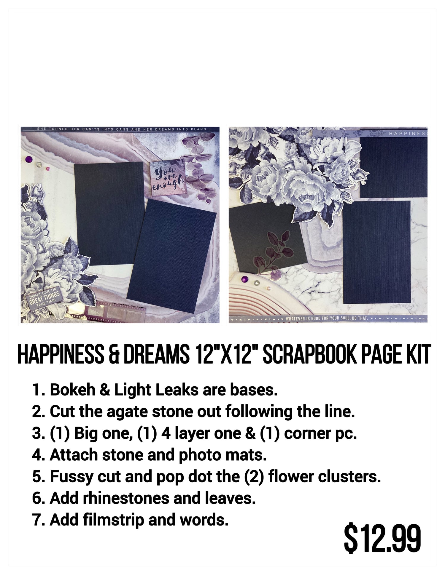 HAPPINESS &amp; DREAMS 12&quot;X12 Scrapbook Page Kit