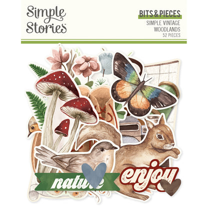 Simple Stories Simple Vintage WOODLANDS Bits &amp; Pieces 52pc