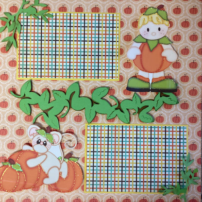 Premade PUMPKIN CUTIES 12"X12" (2) Scrapbook Pages