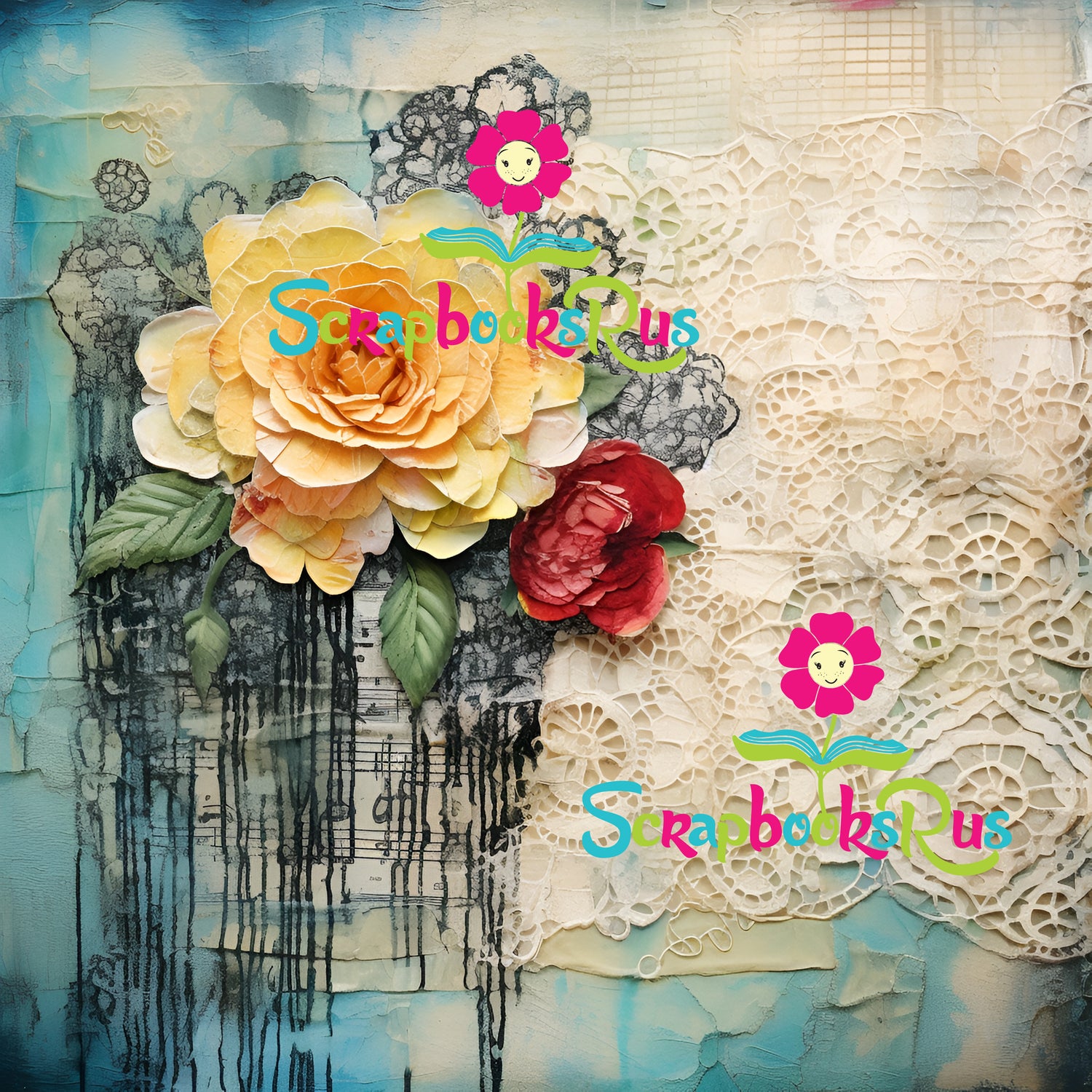 Scrapbooksrus FLORALS ON THE FRINGE PACK 12pc 12"X12" Scrapbook Paper