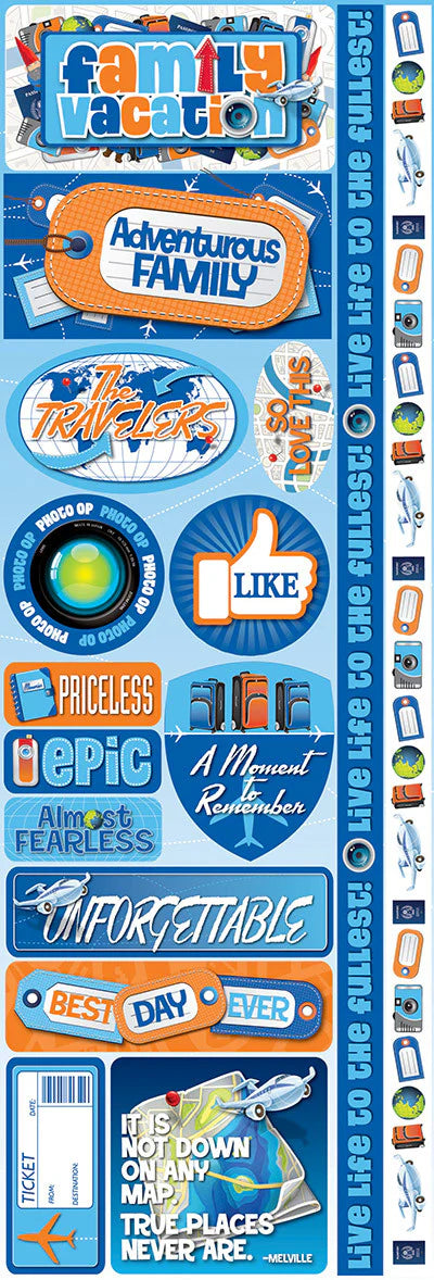 Reminisce Signature Series FAMILY VACATION Diecut Stickers 16pc