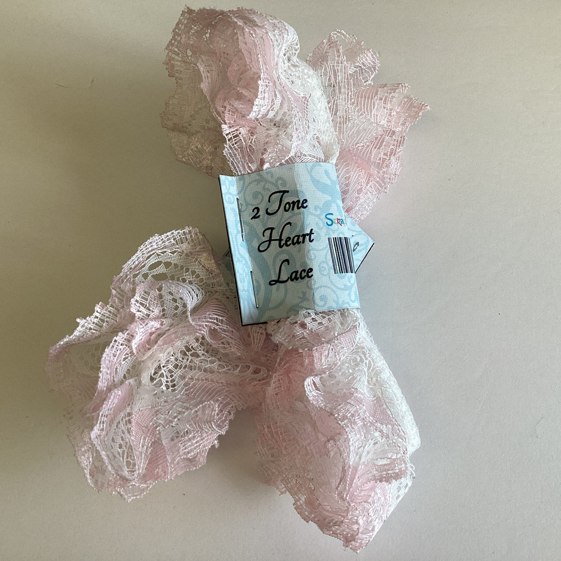 Scrapbooksrus Vintage Lace PINK TWO TONE HEART Ribbon Trim 1 5/8”