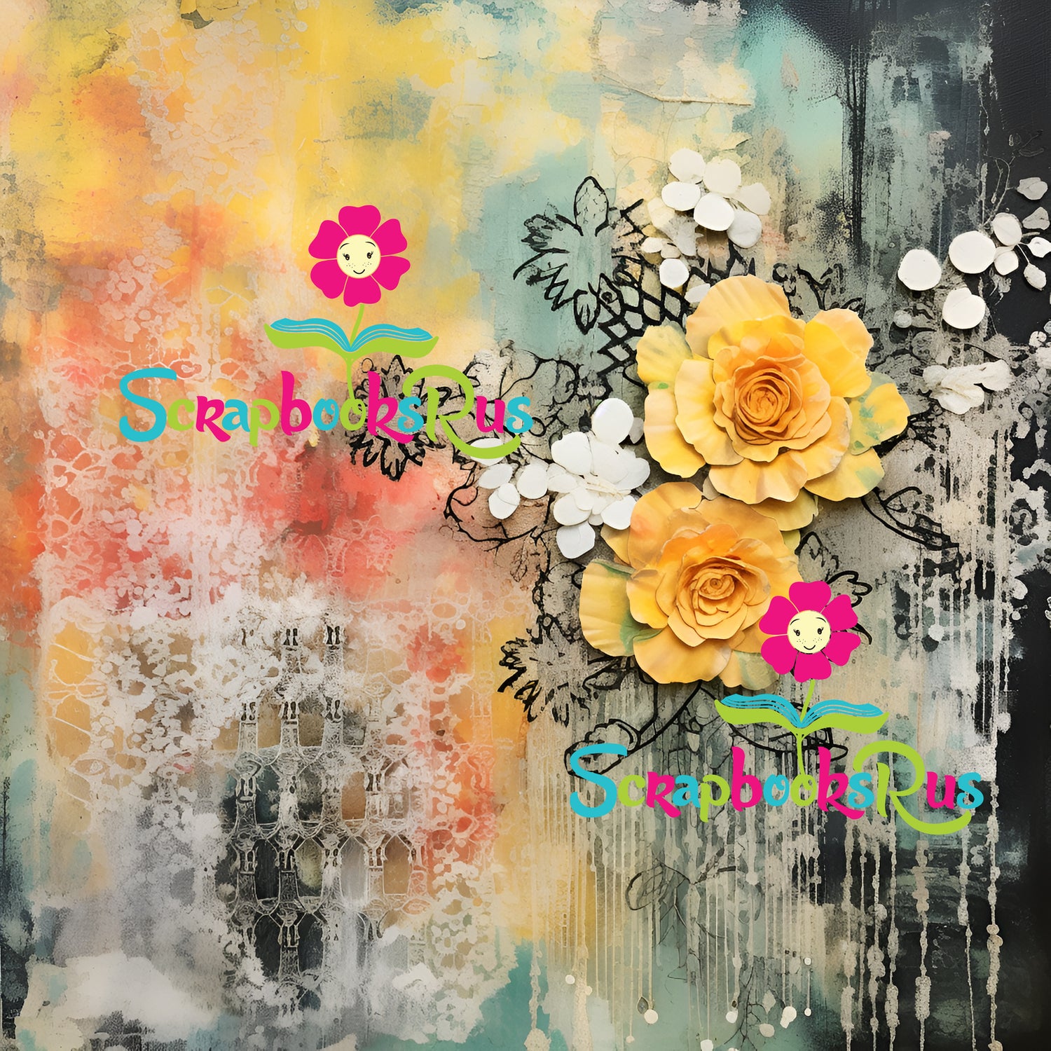 Scrapbooksrus FLORALS ON THE FRINGE PACK 12pc 12"X12" Scrapbook Paper