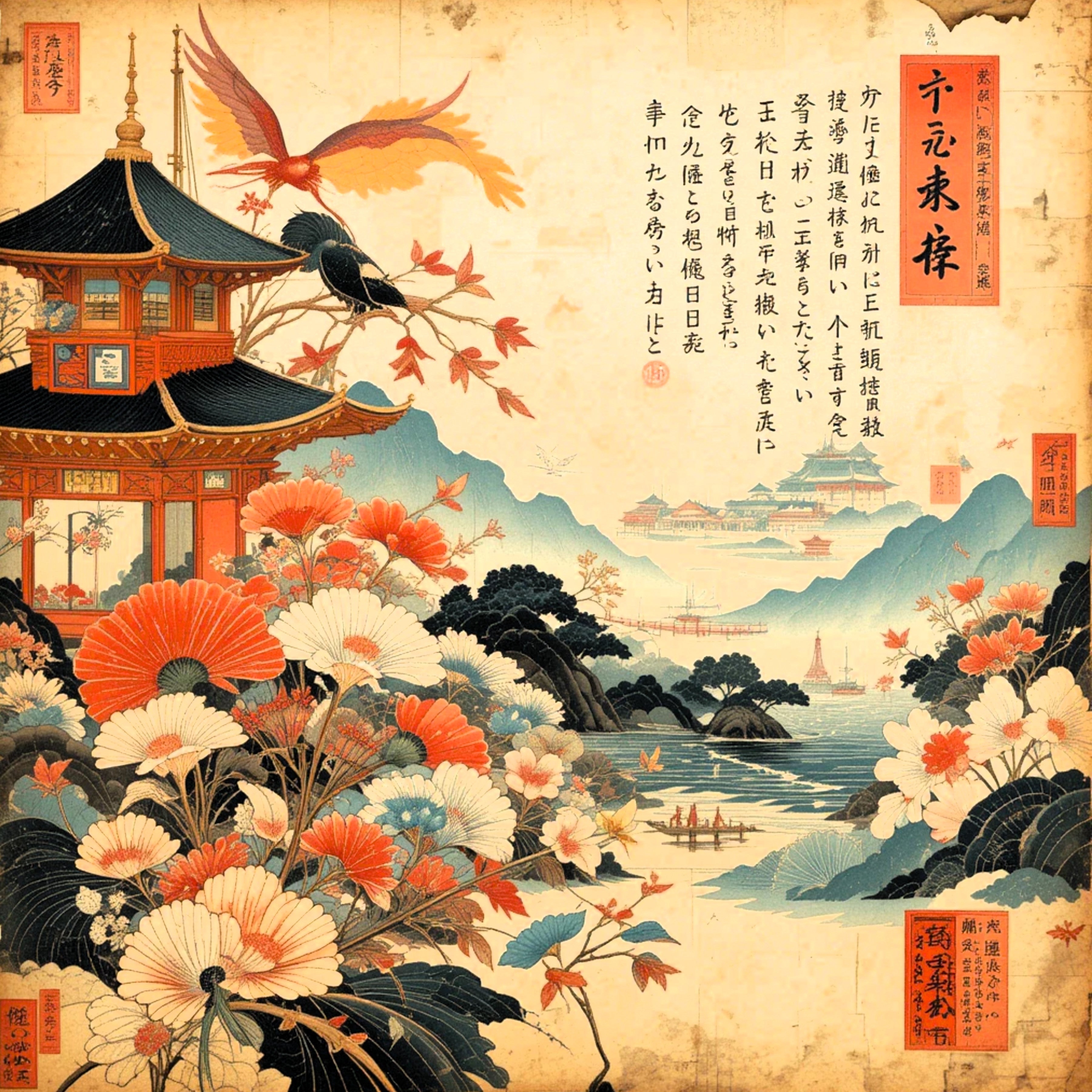 Scrapbooksrus WHISPERS OF OLD JAPAN PACK 12pc 12"X12" Scrapbook Paper