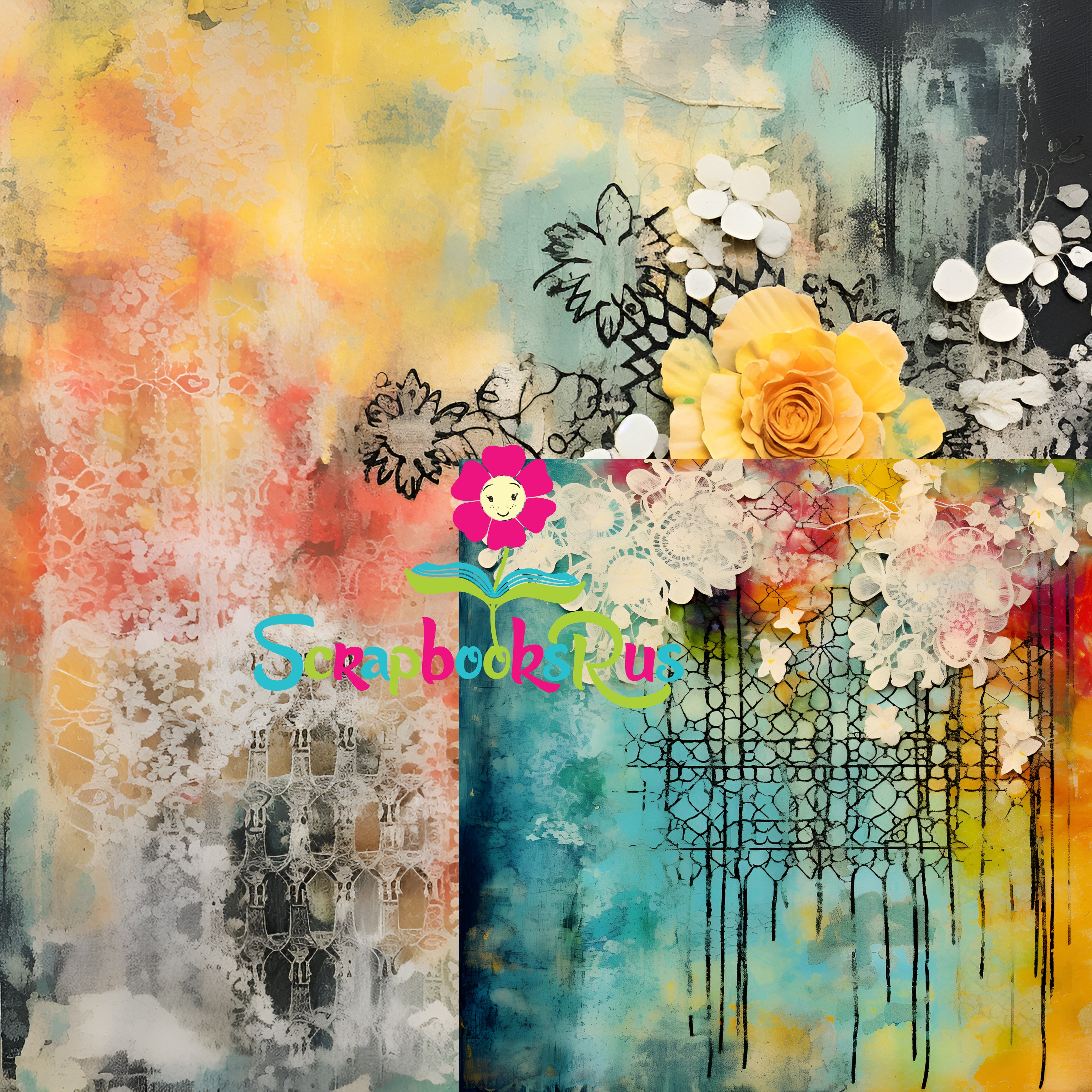 Scrapbooksrus FLORALS ON THE FRINGE 12"X12" Scrapbook Paper