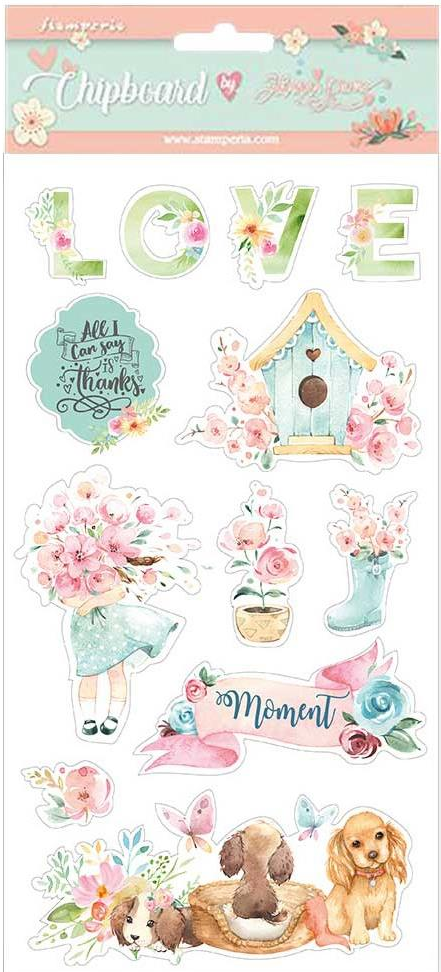 Stamperia CIRCLE OF LOVE Chipboard 12pc