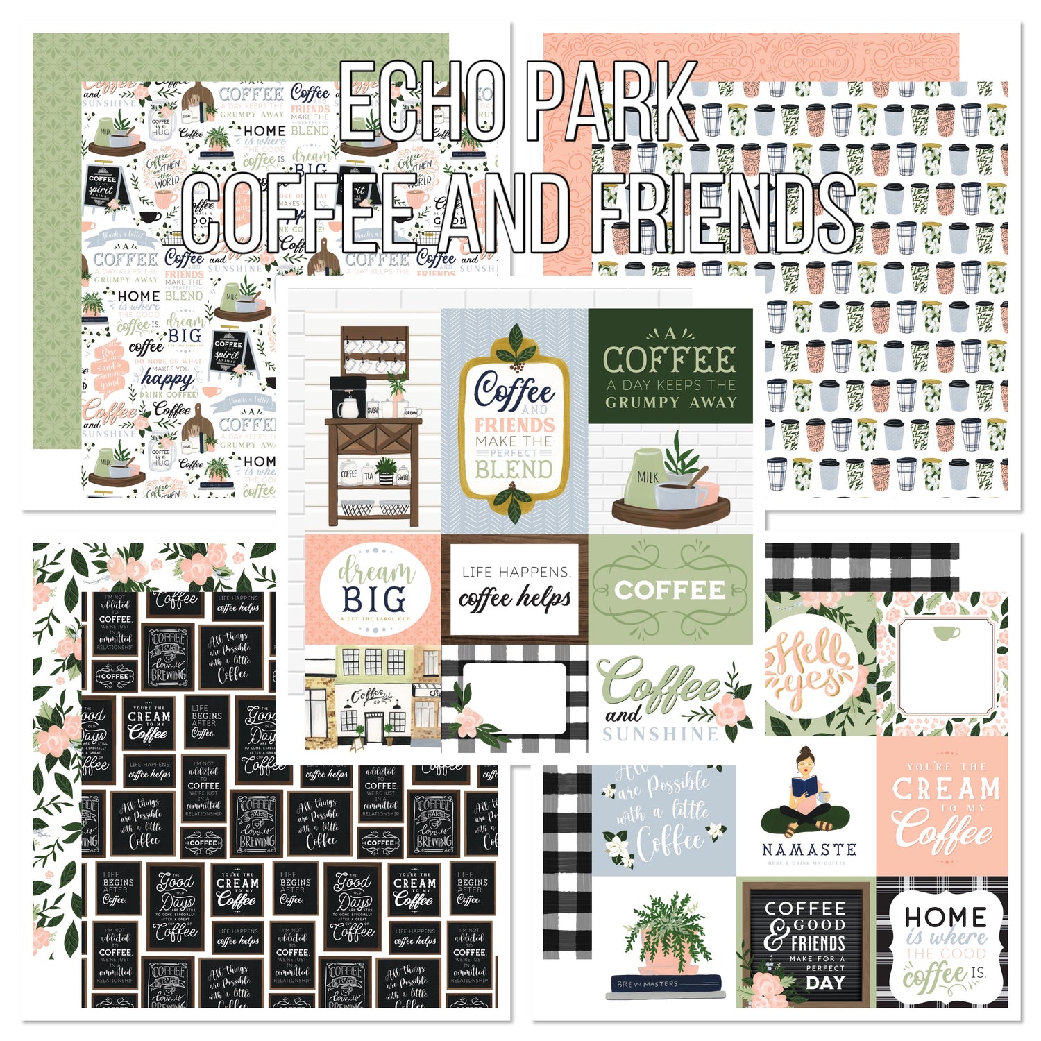 Echo Park COFFEE AND FRIENDS 12”x12” Scrapbook Paper