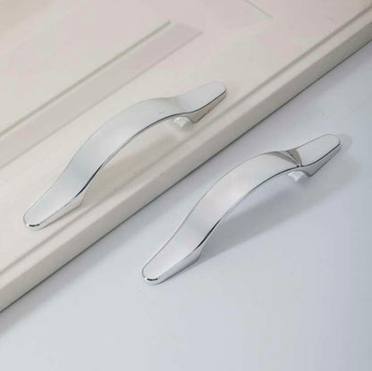 Silver Metallic Plastic CABINET HANDLE SMOOTH Drawer 2pc