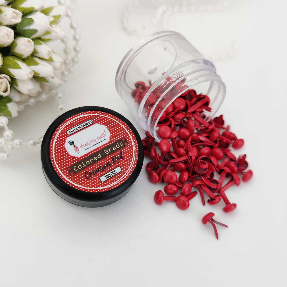 Dress My Craft CHRIMSON RED Colored Brads 100pcs