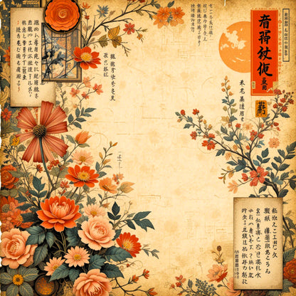 Scrapbooksrus WHISPERS OF OLD JAPAN PACK 12pc 12"X12" Scrapbook Paper