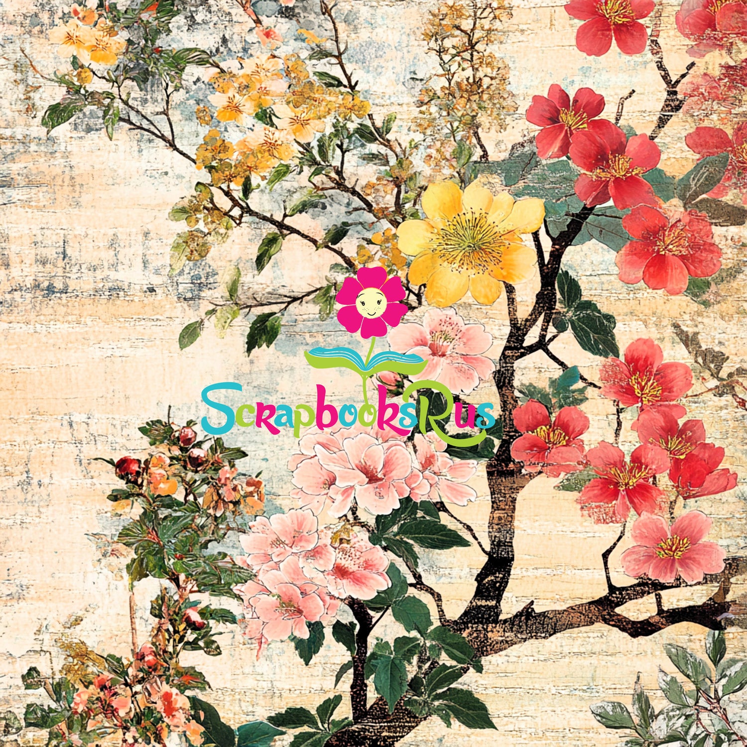 Scrapbooksrus BLOSSOMS IN JAPAN PACK 12pc 12"X12" Scrapbook Paper