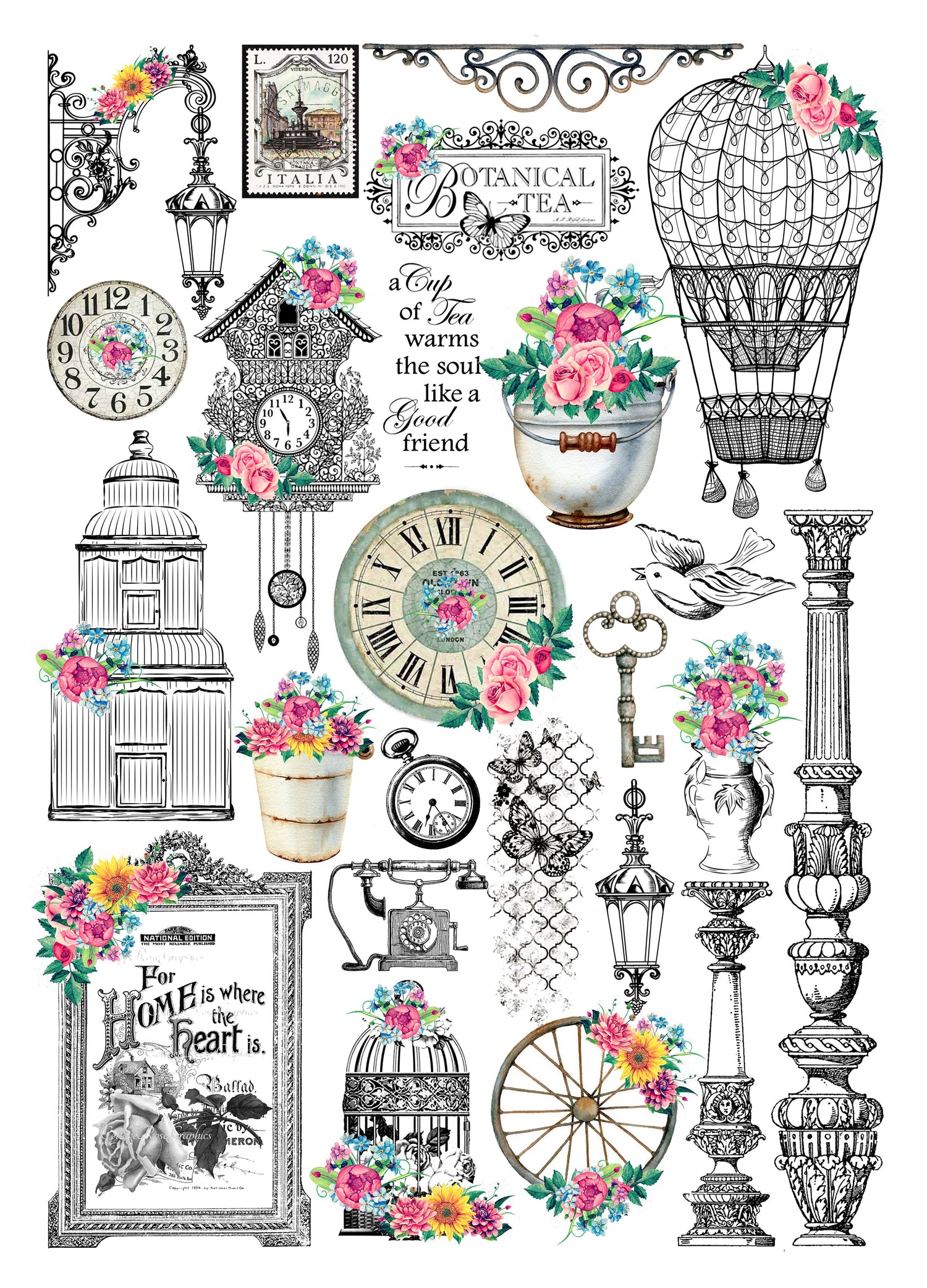 Little Birdie Deco WATER TRANSFER DECAL Sheet