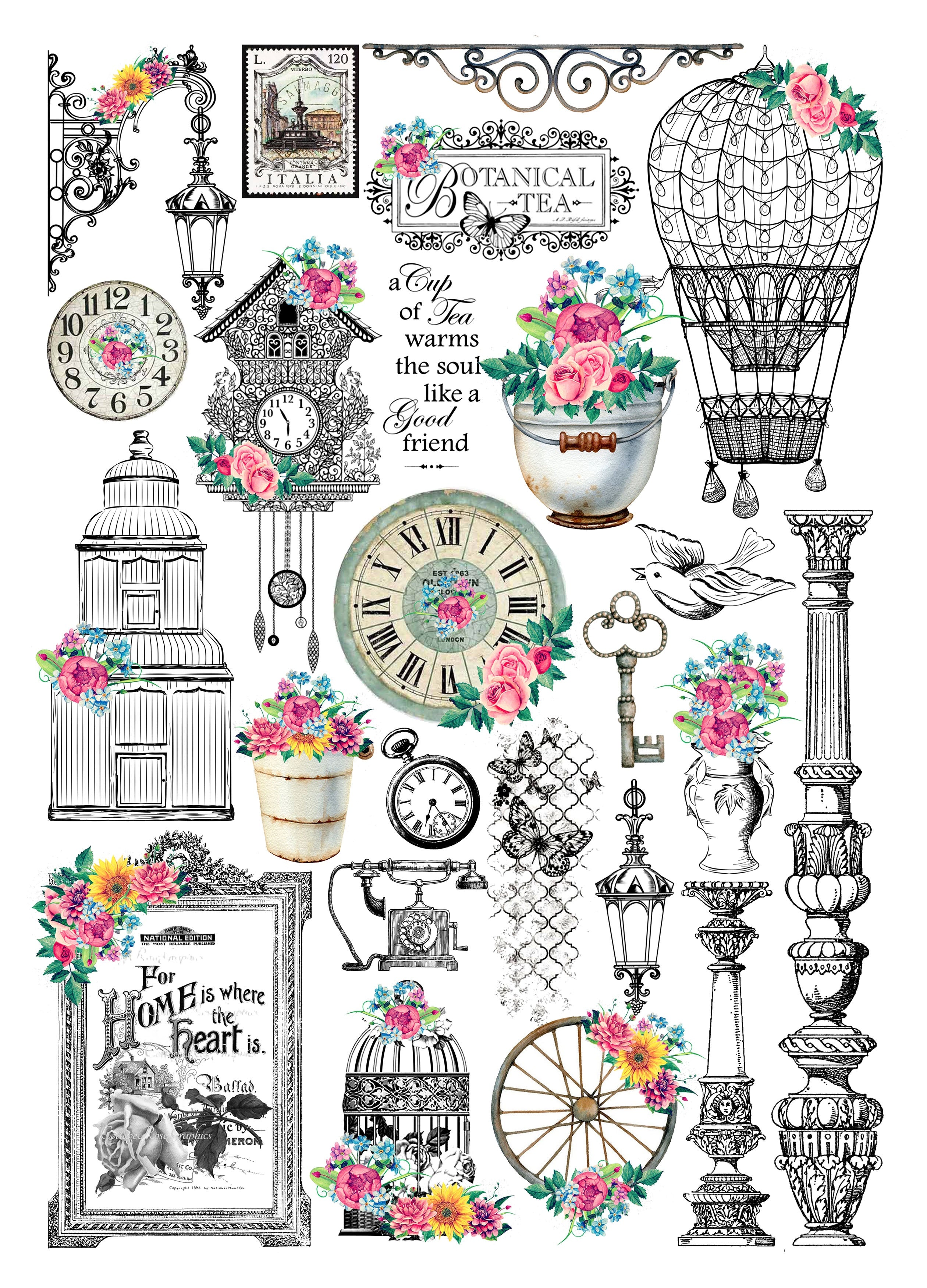 Little Birdie Deco WATER TRANSFER DECAL Sheet