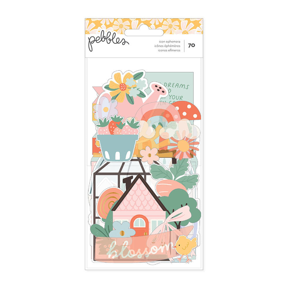 Pebbles SUNNY BLOOMS Icon Ephemera 70pc